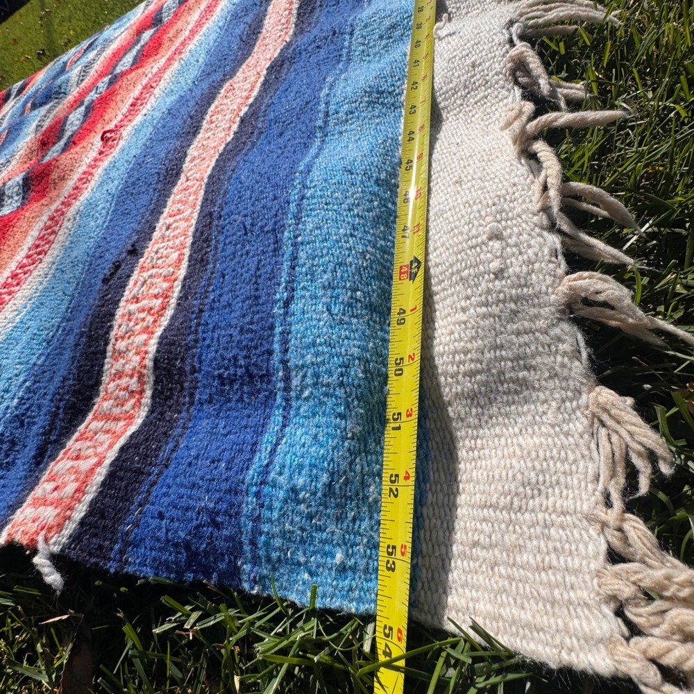 Vintage Mexican Blanket Serape Throw Stripe Southwestern Boho Decor BOLD Falsa - Picture 5 of 10